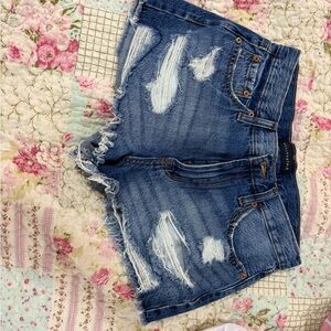 Aeropostale Distressed Dark Blue Denim Jean Shorts